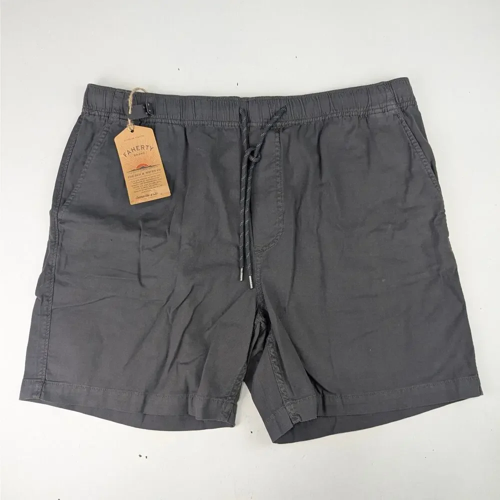 Faherty Men's XXL Essential Drawstring Shorts - Graphite Tide